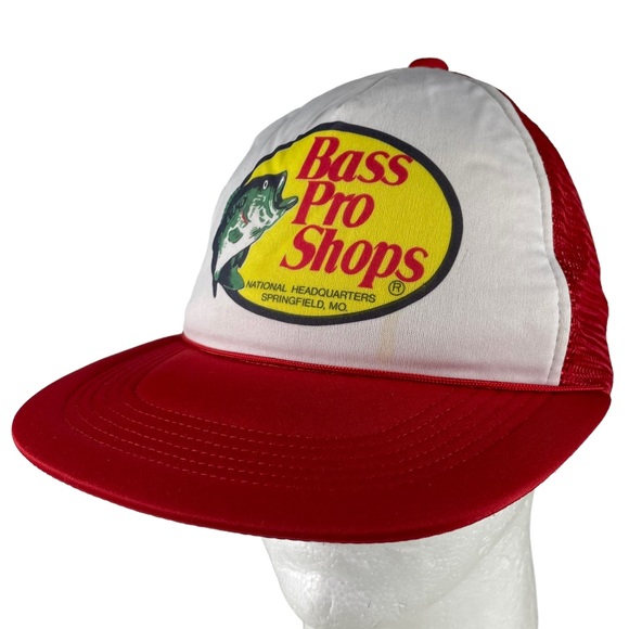 1990s Bass Pro Shop Headquarters Springfield Missouri Snap Back Trucker Cap Hat - Picture 1 of 11